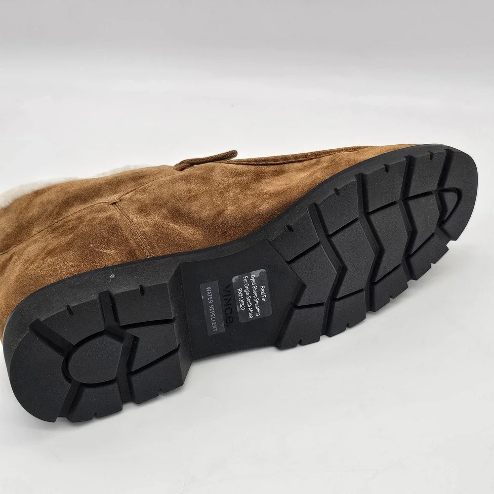 Vince Sierra Boots Women 11 Brown Suede Plush Water Repellent Shearling Lug Sole